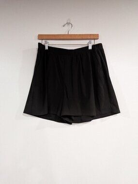 Leith Elastic Waist Shorts with Pockets Black Size Large